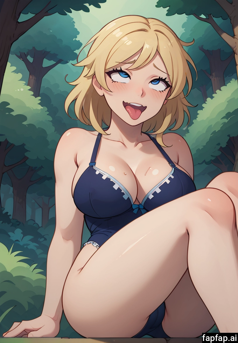 1girl, breasts, tongue, blonde hair, solo, tongue out · Yamete.gg