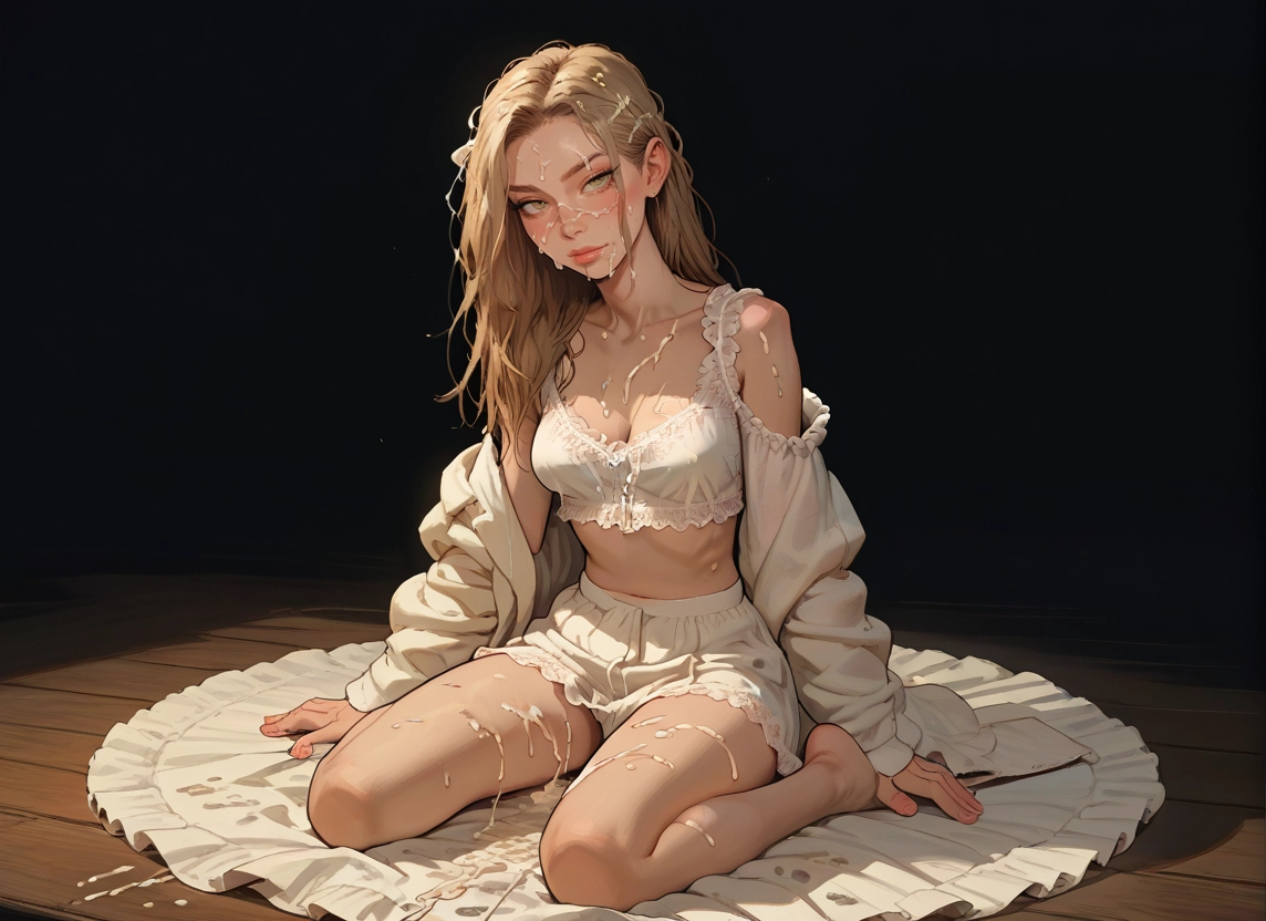 1girl, solo, long hair, breasts, cum, skirt · Yamete.gg