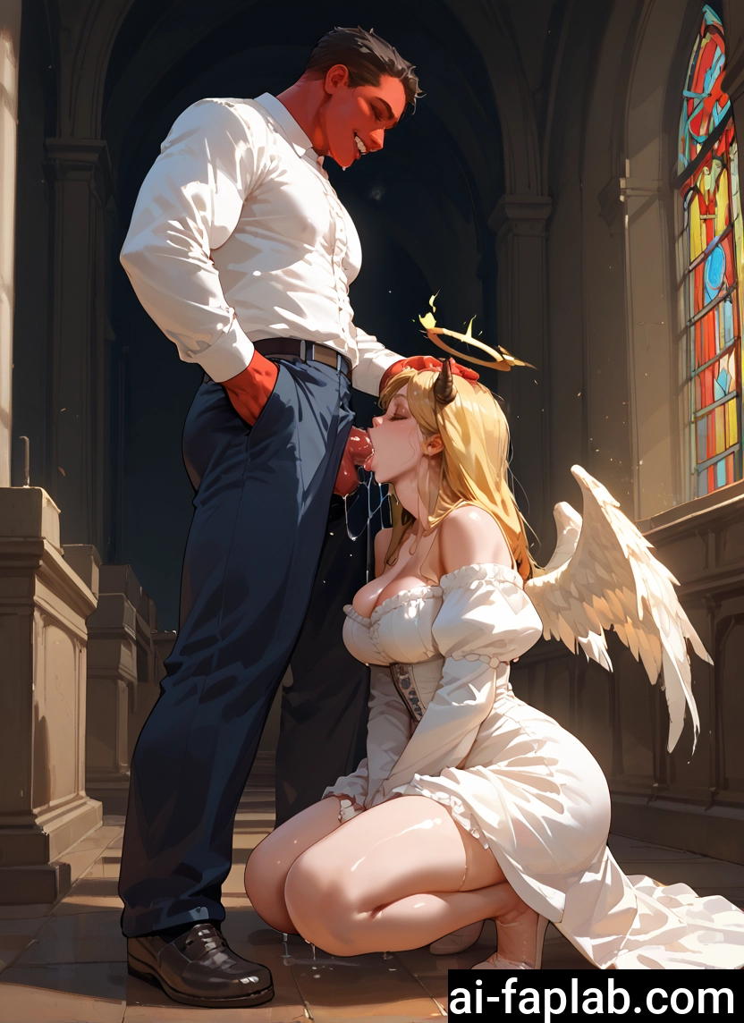 1girl, penis, 1boy, wings, oral, fellatio · Yamete.gg