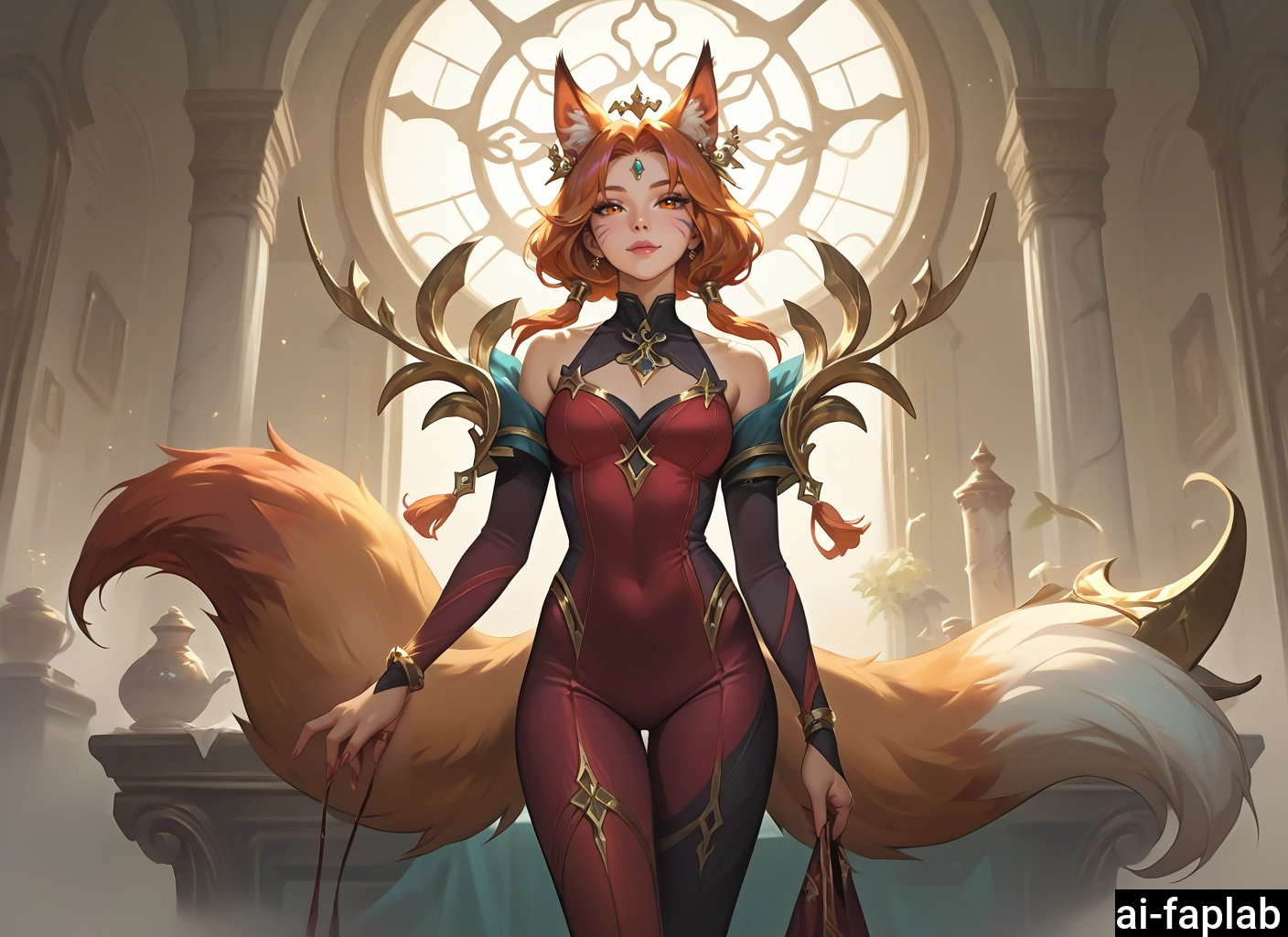 1girl, animal ears, tail, breasts, fox ears, fox tail · Yamete.gg
