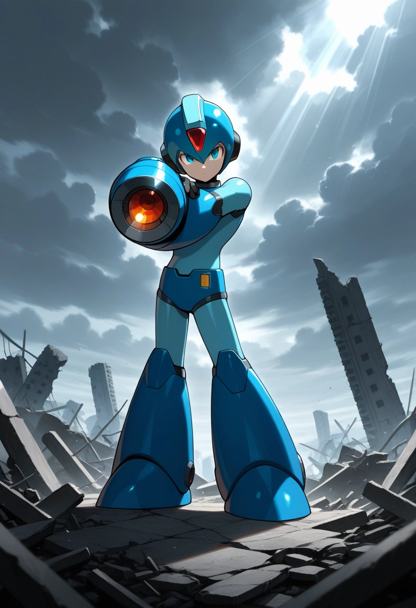 1boy, weapon, solo, helmet, male focus, arm cannon · Yamete.gg