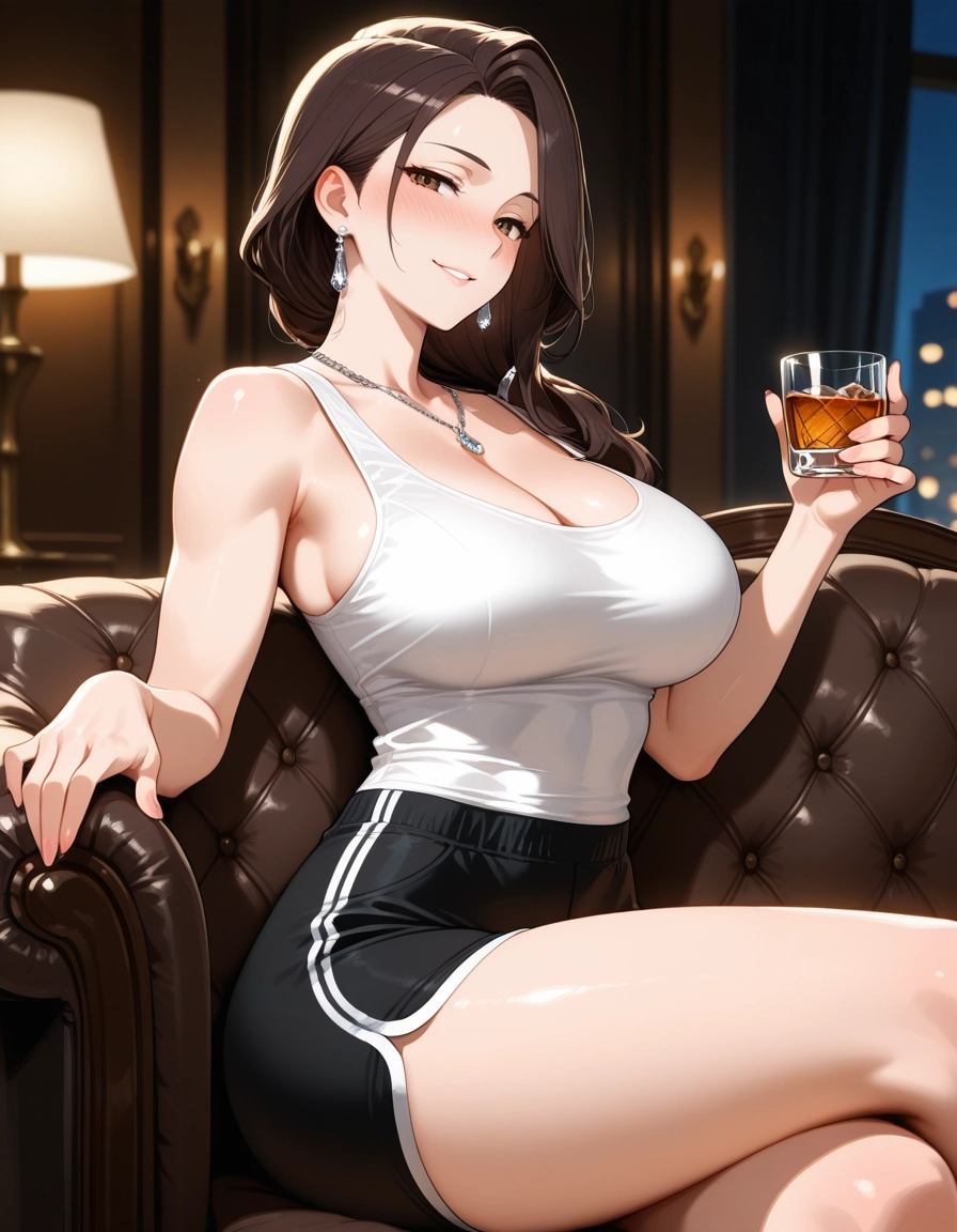 1girl, breasts, jewelry, solo, necklace, large breasts · Yamete.gg