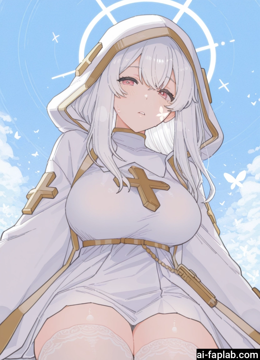 1girl, breasts, thighhighs, solo, large breasts, white legwear