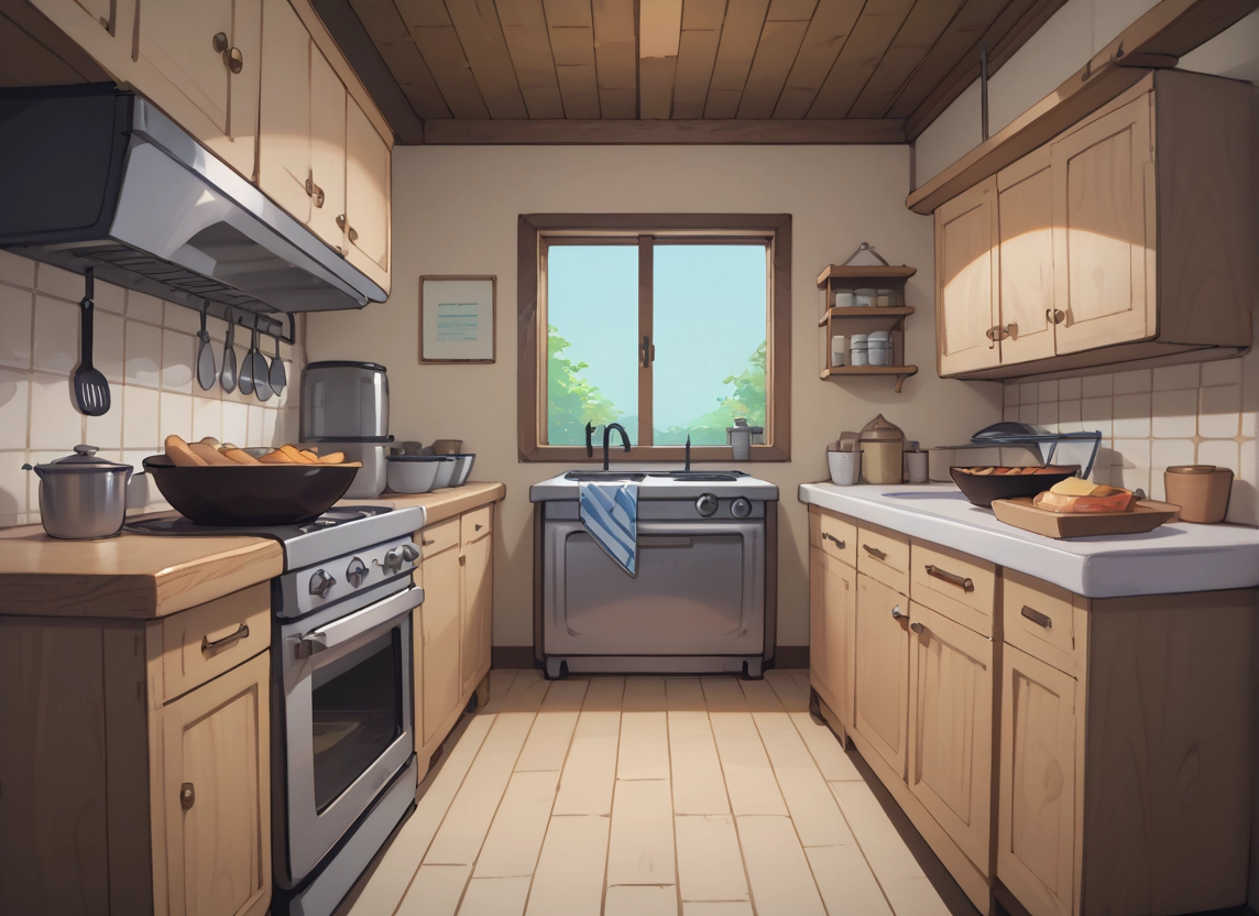 no humans, kitchen, scenery, window, stove, indoors · Yamete.gg