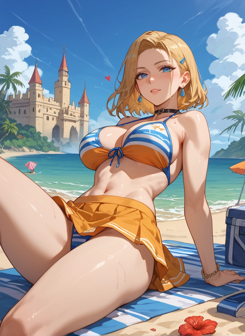 1girl, breasts, swimsuit, blonde hair, bikini, blue eyes · Yamete.gg