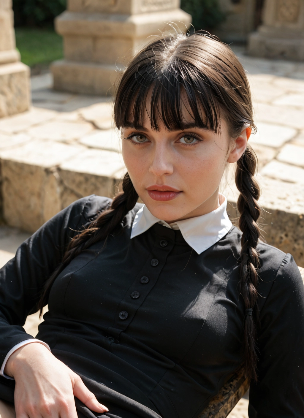 1girl, solo, braid, twin braids, looking at viewer, brown hair · Yamete.gg
