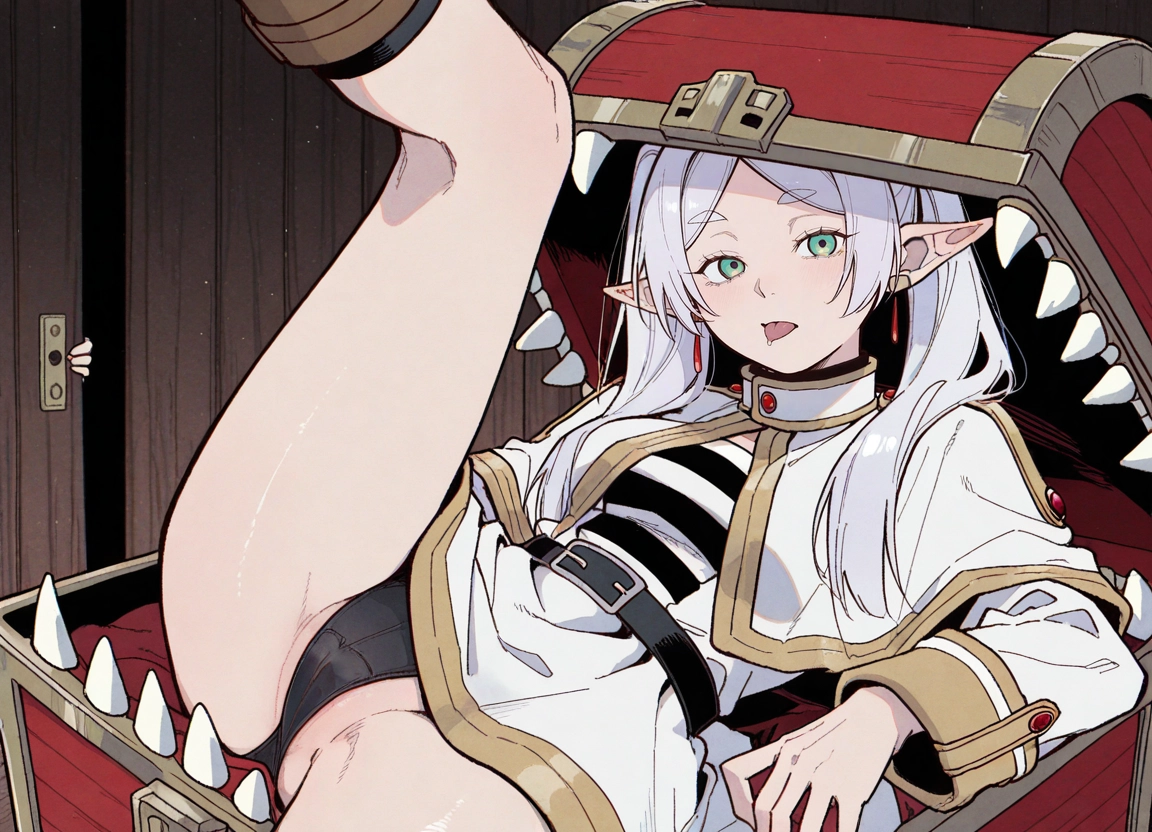 1girl, pointy ears, underwear, panties, tongue, tongue out · Yamete.gg