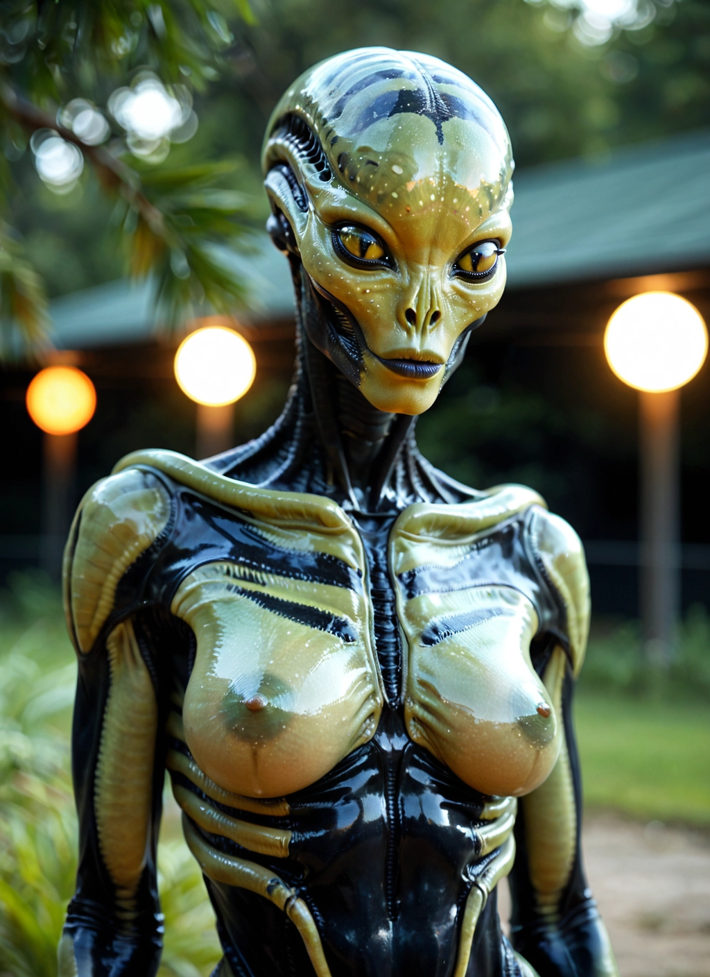 1girl, solo, breasts, nipples, alien, medium breasts · Yamete.gg