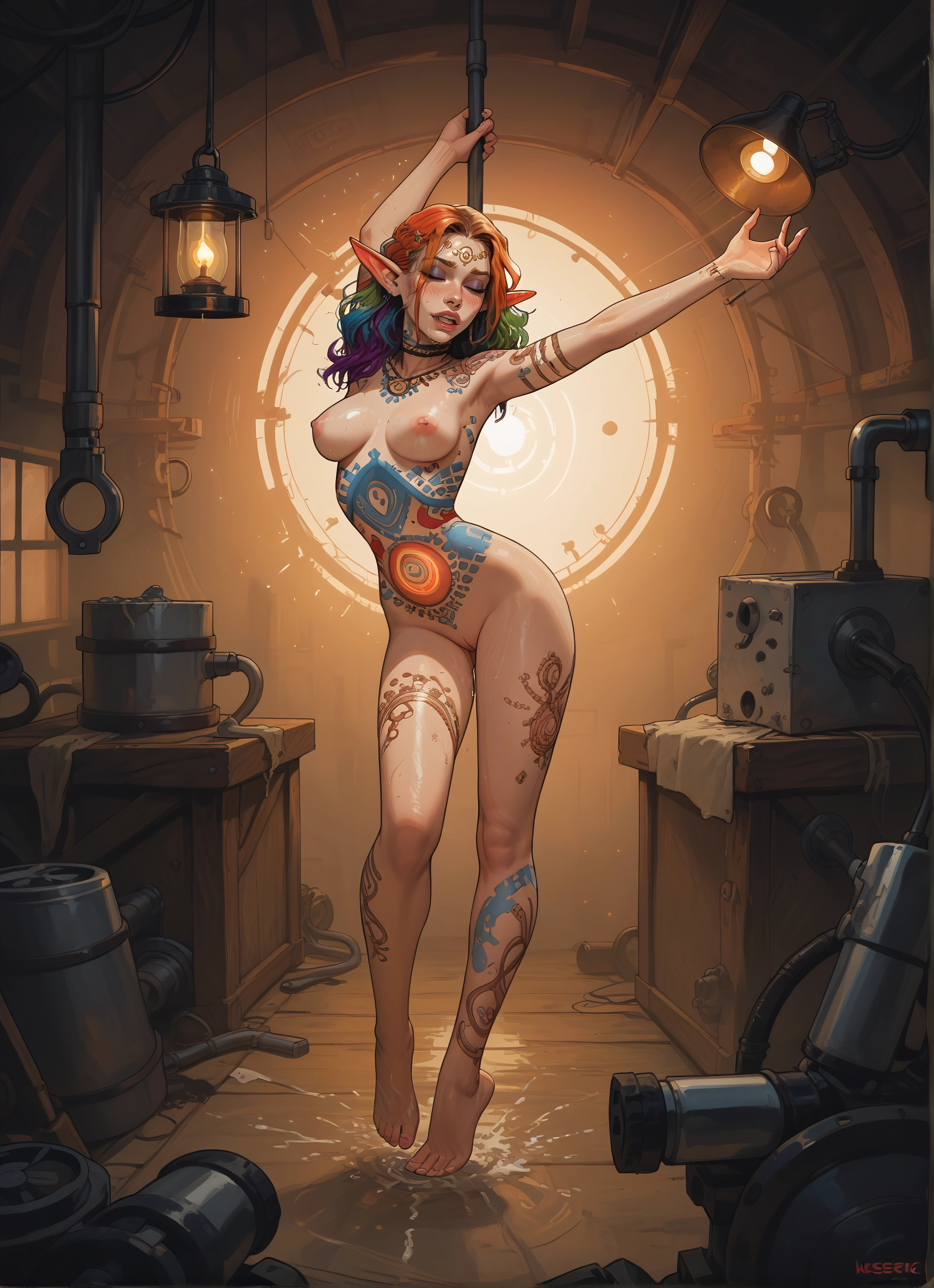 1girl, breasts, pointy ears, nipples, solo, nude · Yamete.gg