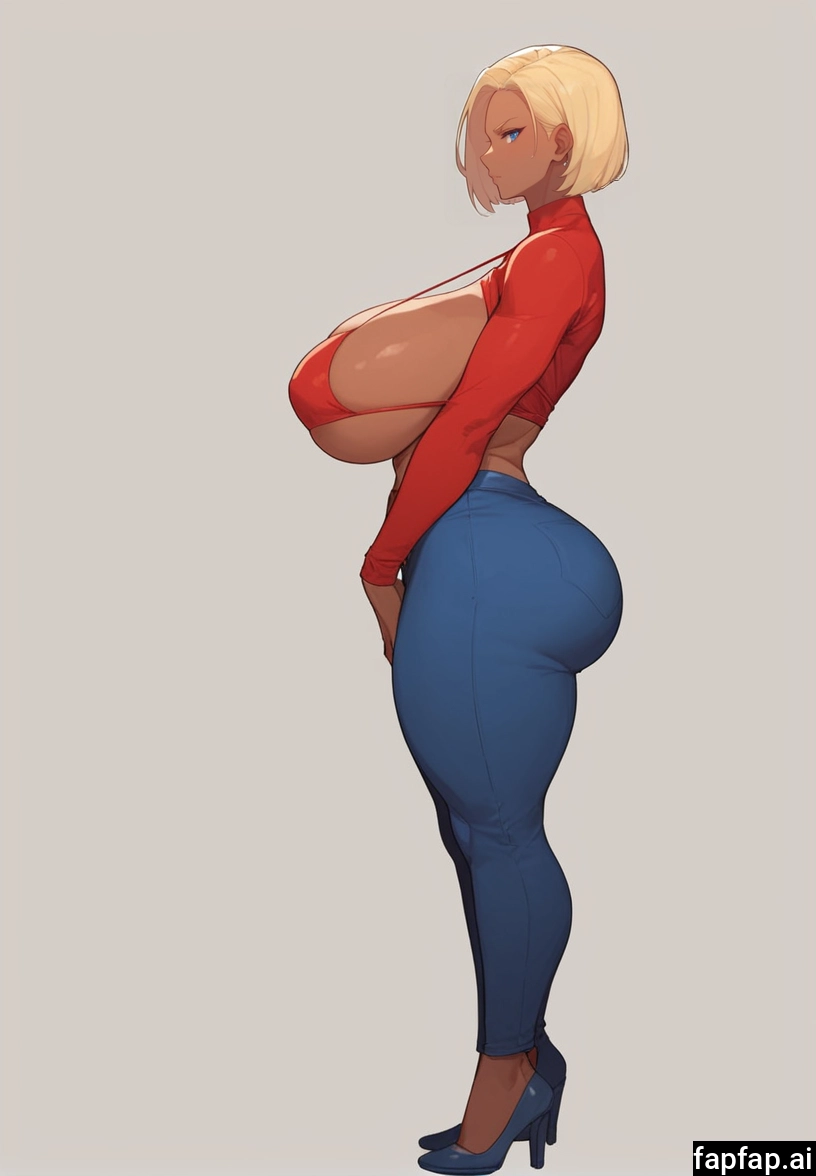 1girl, breasts, solo, blonde hair, blue eyes, pants