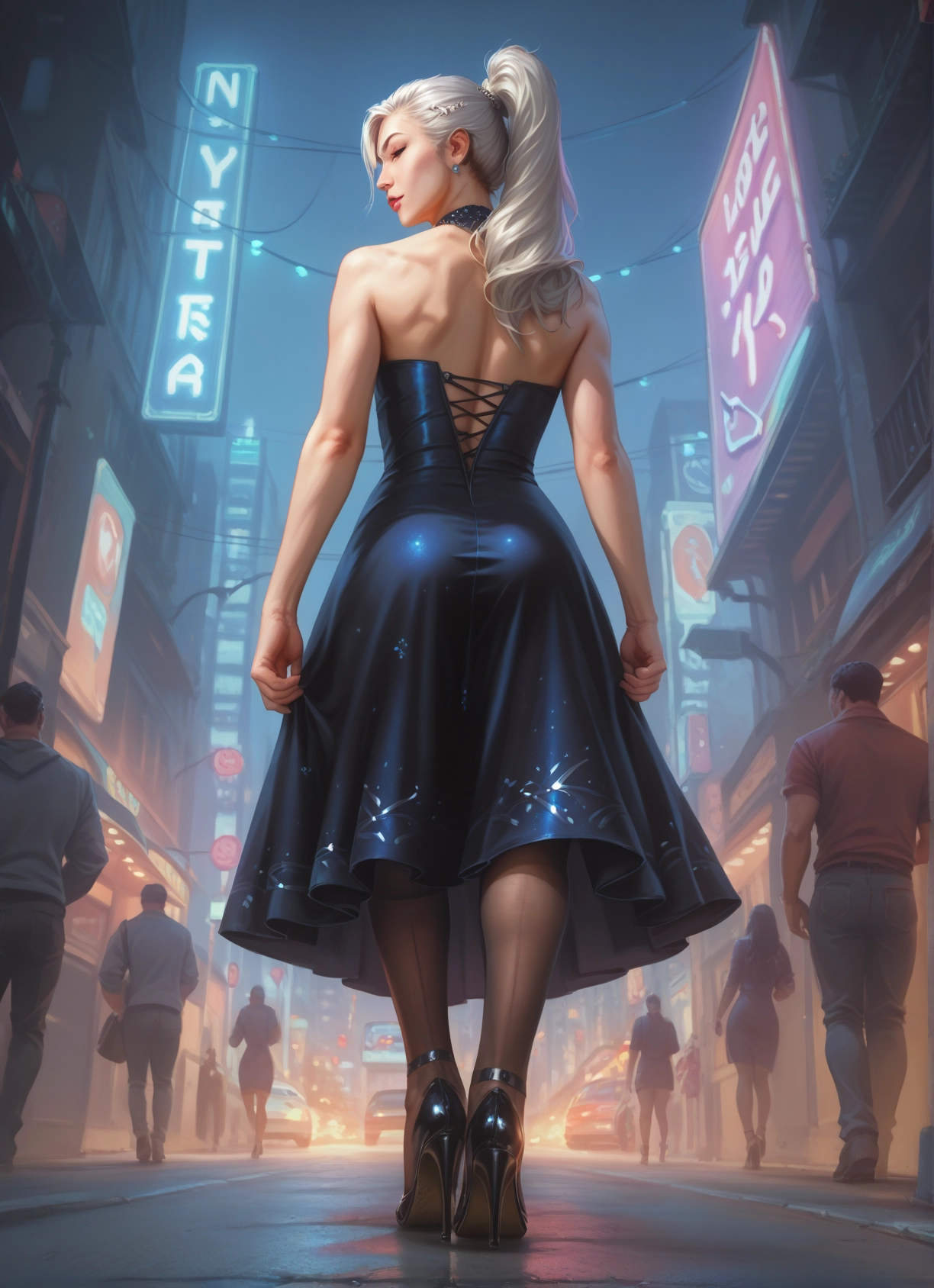 dress, high heels, jewelry, earrings, ass, ground vehicle · Yamete.gg