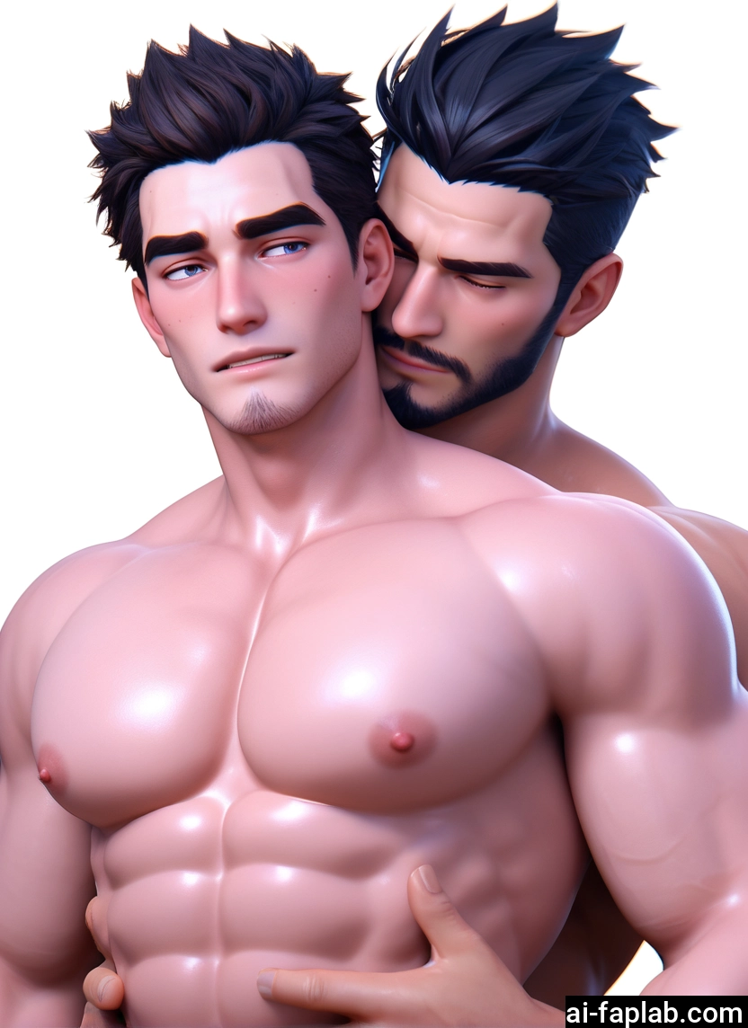 multiple boys, muscular male, muscular, pectorals, bara, 2boys · Yamete.gg
