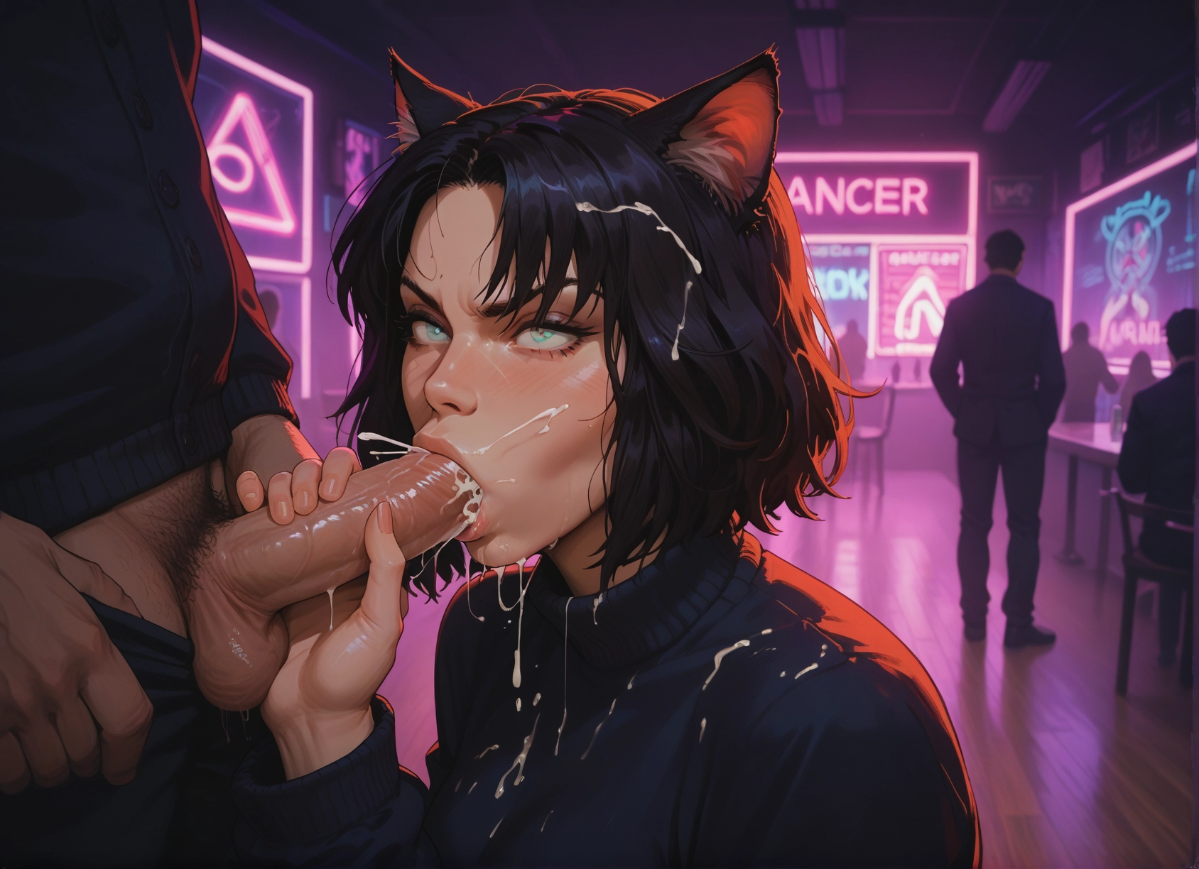 penis, animal ears, oral, cum, fellatio, hetero · Yamete.gg