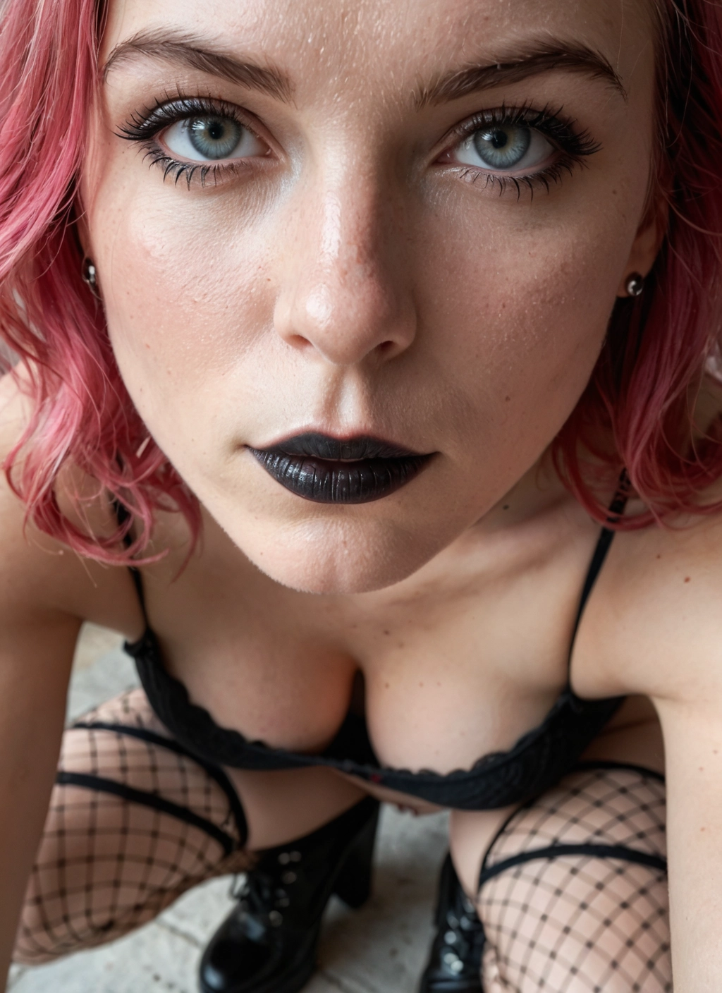 1girl, solo, pink hair, photo (medium), breasts, underwear · Yamete.gg