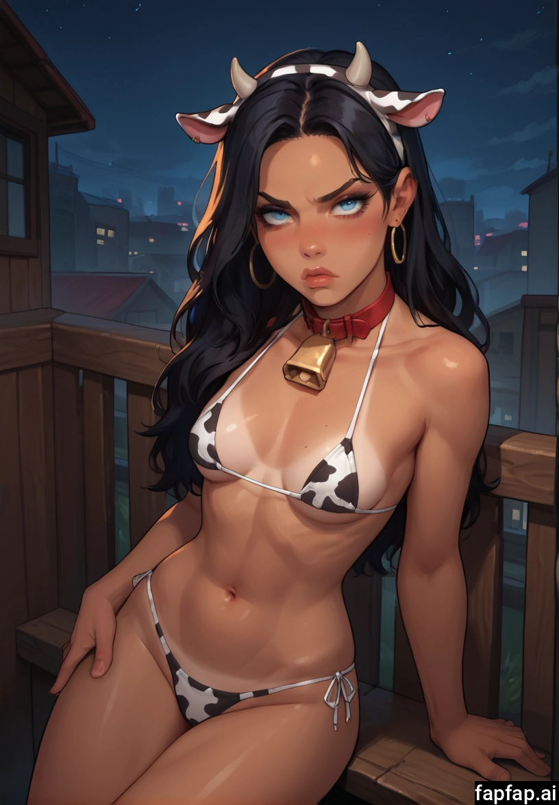 1girl, swimsuit, breasts, solo, cow print, bikini · Yamete.gg