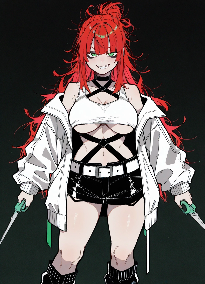 1girl, breasts, green eyes, red hair, smile, solo · Yamete.gg