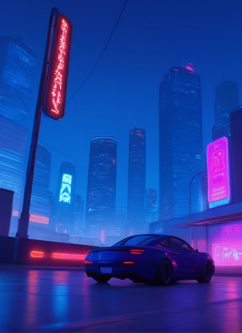 car, motor vehicle, ground vehicle, no humans, night, city · Yamete.gg
