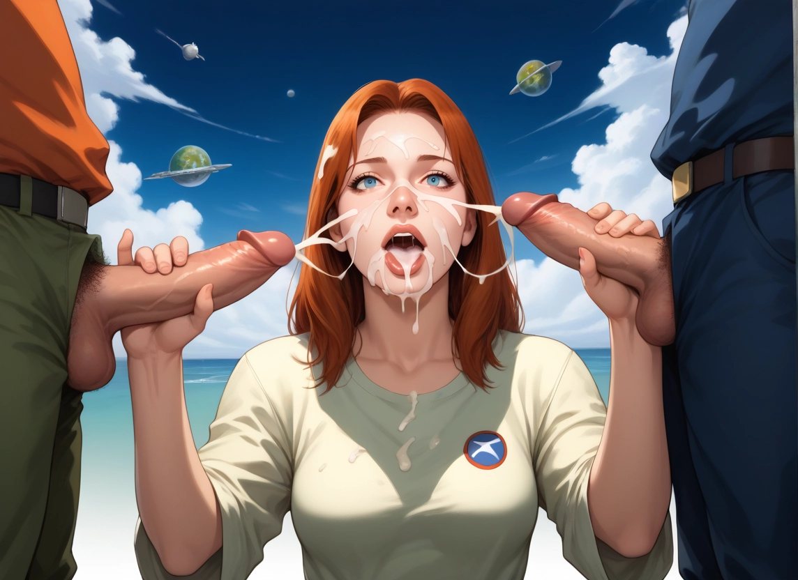 1girl, penis, multiple boys, cum, multiple penises, facial