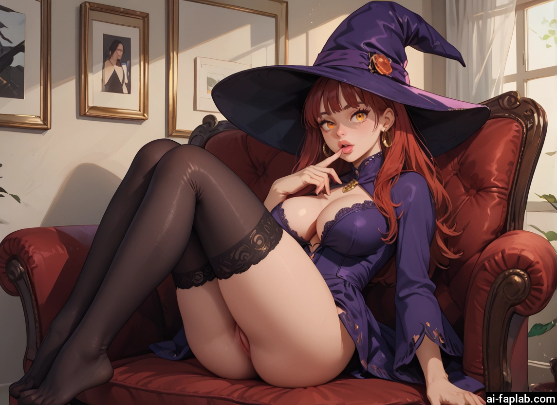 1girl, breasts, hat, thighhighs, witch hat, jewelry · Yamete.gg