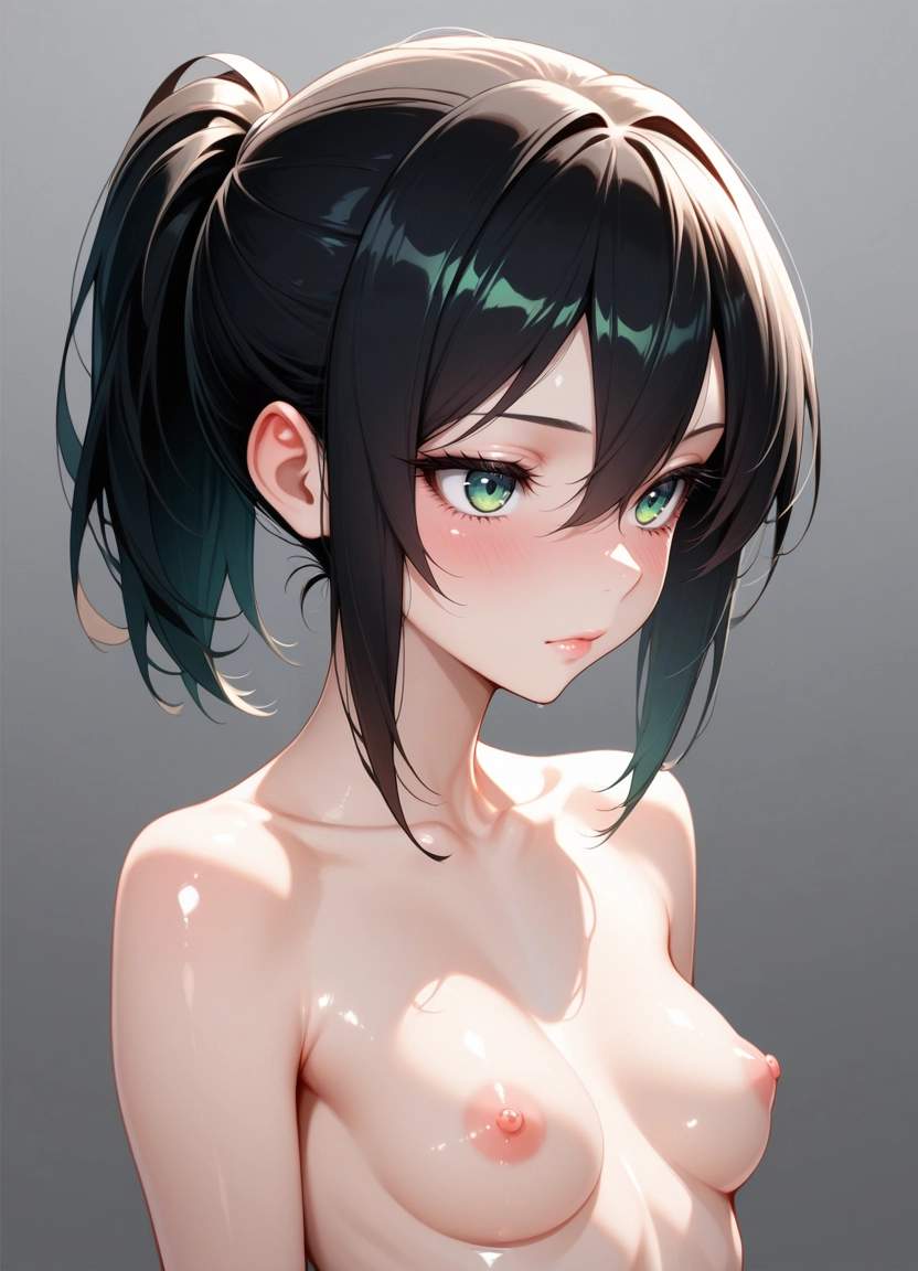 1girl, solo, breasts, green eyes, nipples, nude · Yamete.gg