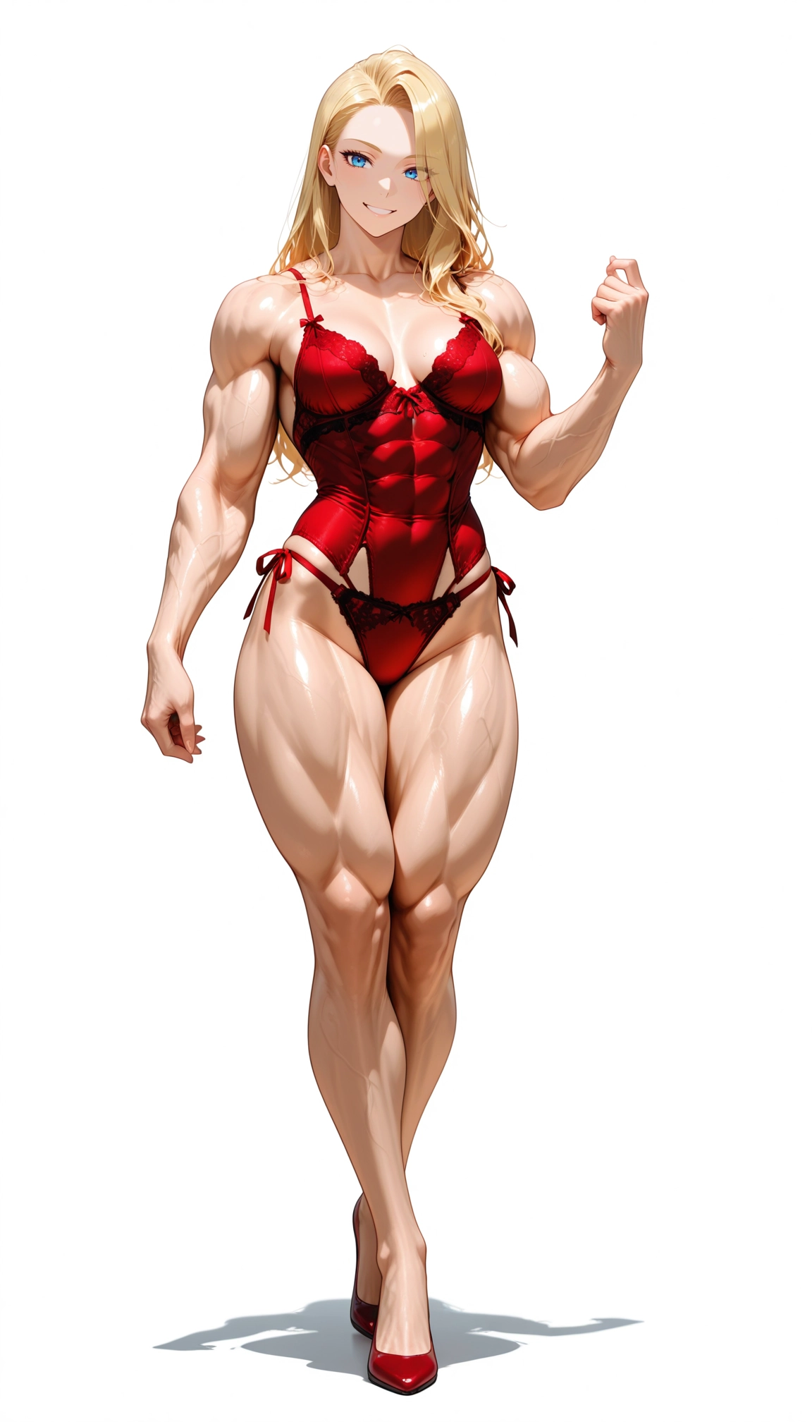 1girl, muscular female, muscular, blonde hair, breasts, solo · Yamete.gg