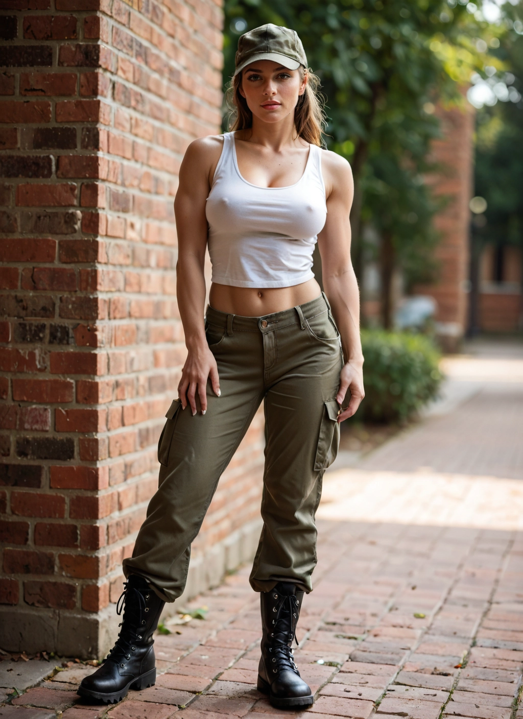 1girl, solo, breasts, boots, hat, pants · Yamete.gg
