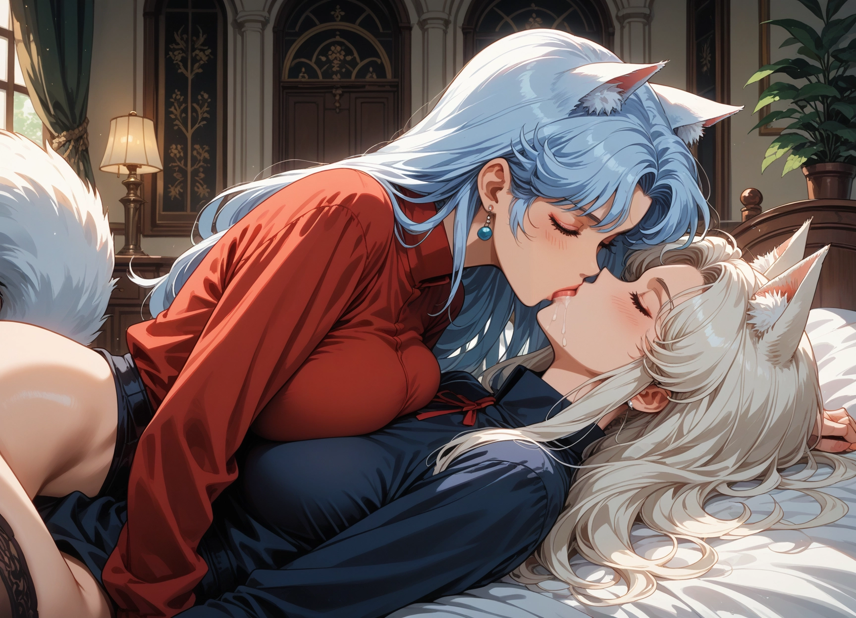 breasts, multiple girls, animal ears, 2girls, breast press, jewelry · Yamete.gg