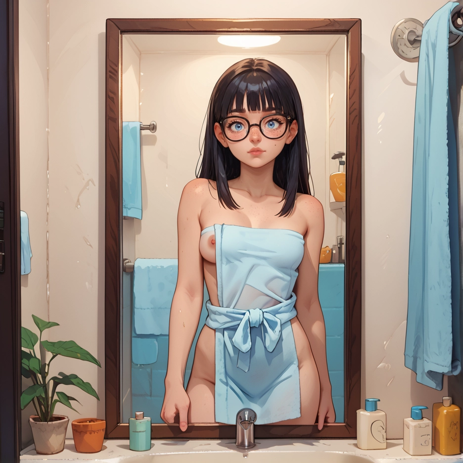1girl, breasts, nipples, solo, glasses, nude · Yamete.gg