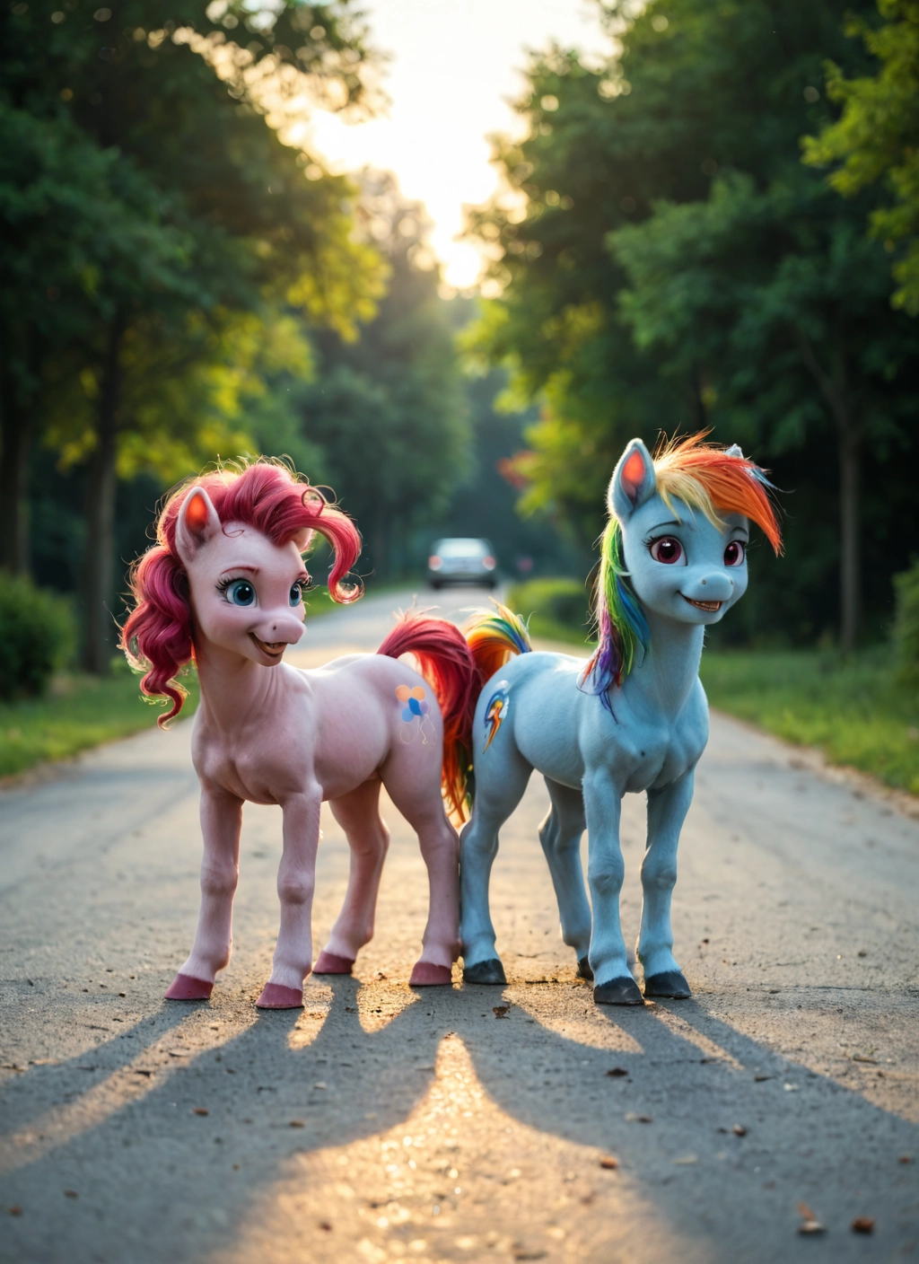 no humans, motor vehicle, car, horse, cutie mark, tree
