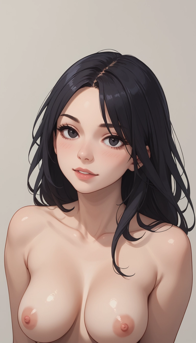 1girl, solo, black hair, breasts, looking at viewer, nipples · Yamete.gg