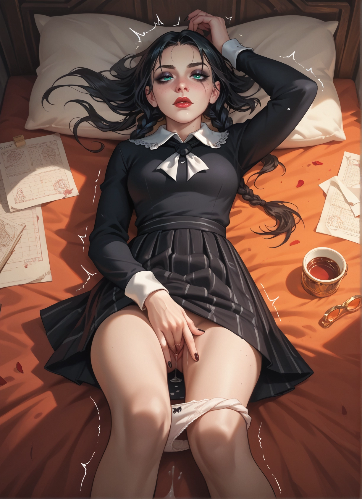 1girl, underwear, panties, solo, lying, braid · Yamete.gg