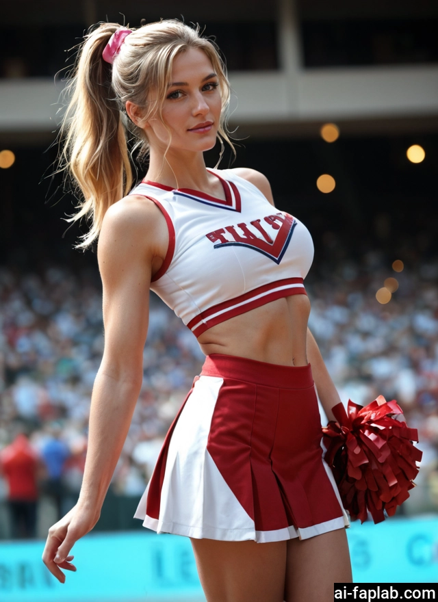 1girl, cheerleader, pom pom (cheerleading), blonde hair, skirt, ponytail · Yamete.gg