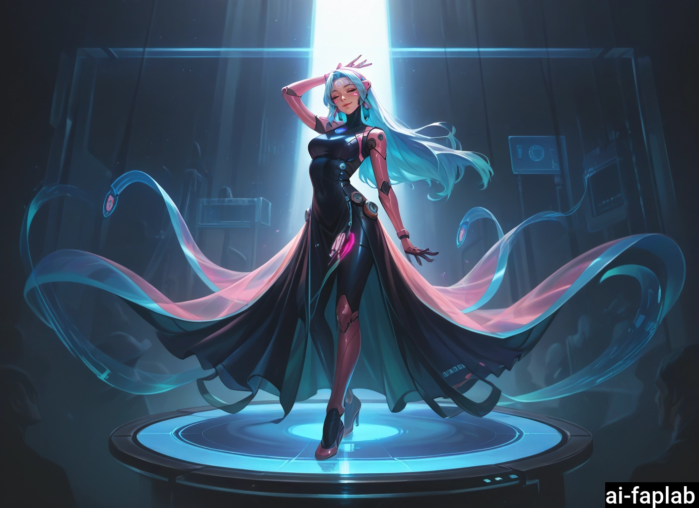 1girl, joints, solo, long hair, robot joints, dress