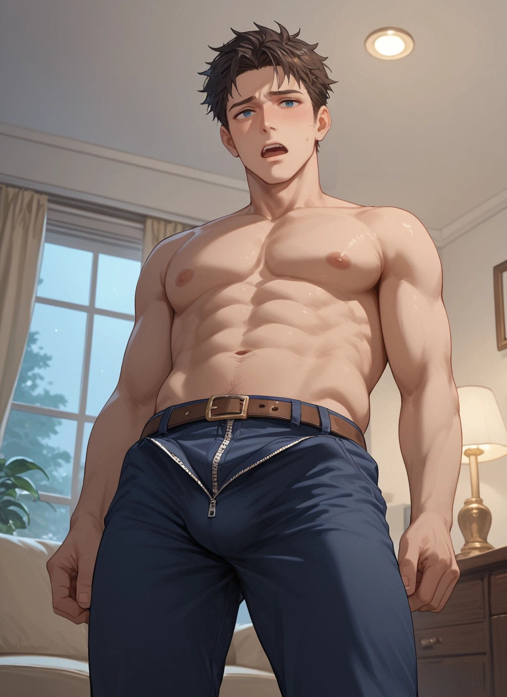 male focus, 1boy, nipples, pectorals, solo, abs · Yamete.gg