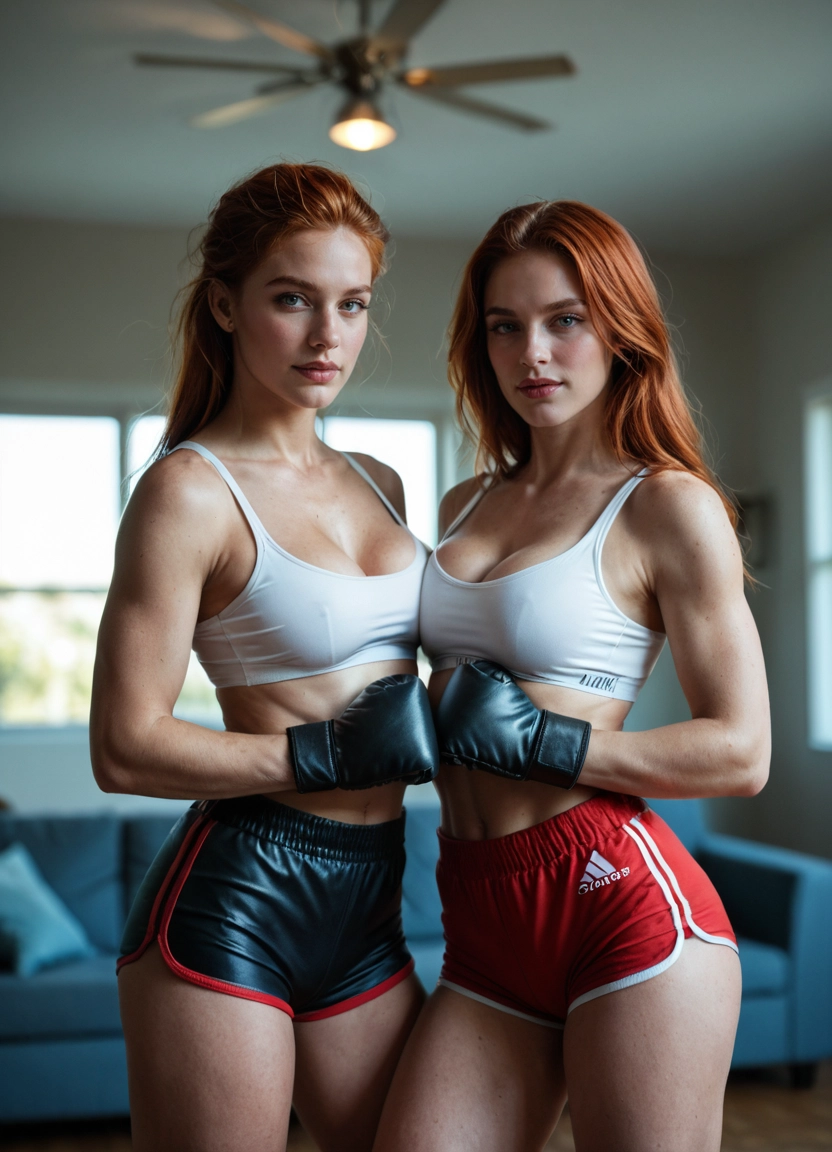 multiple girls, 2girls, shorts, breasts, freckles, body freckles