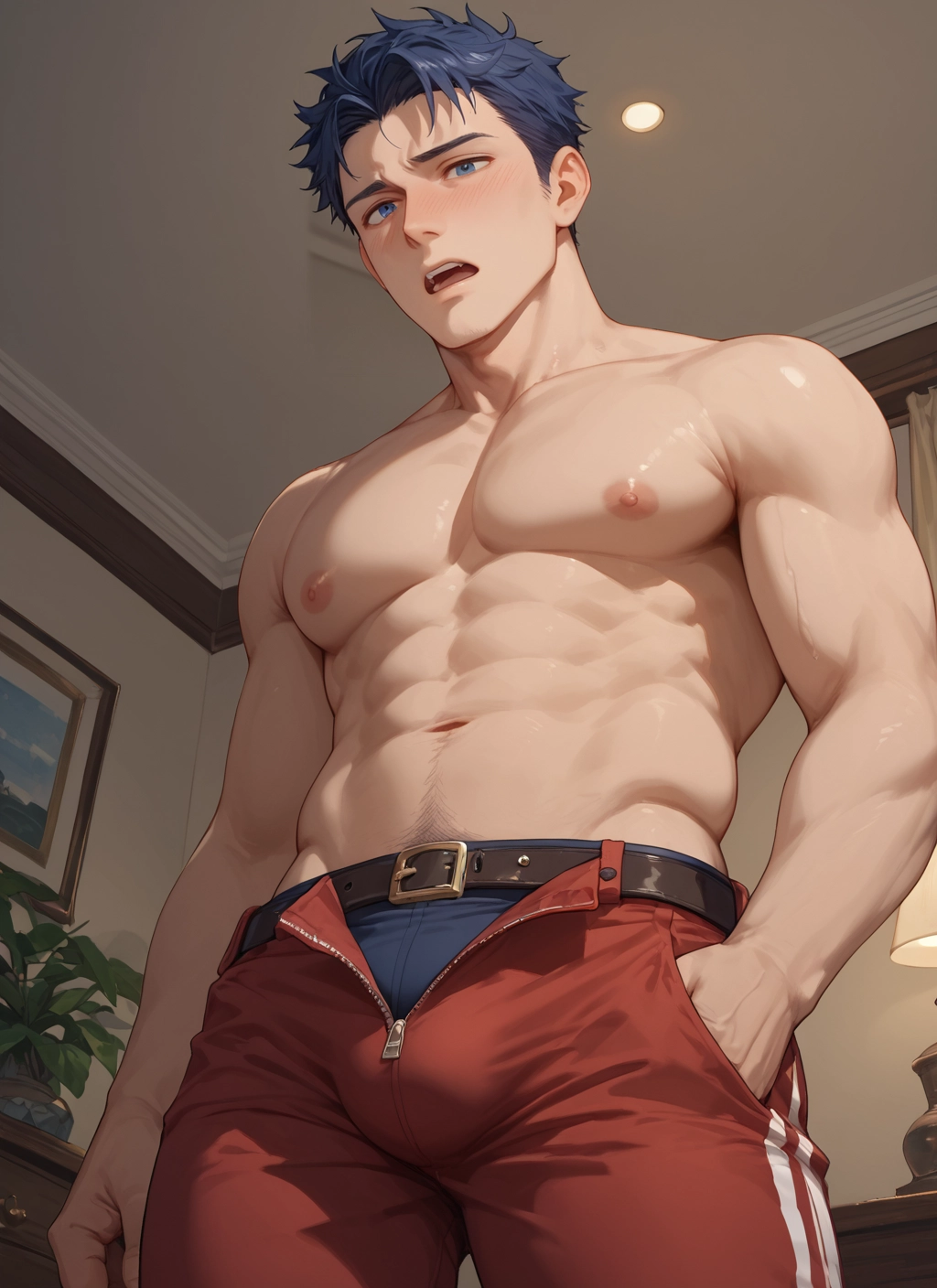 male focus, 1boy, nipples, pectorals, solo, muscular male · Yamete.gg