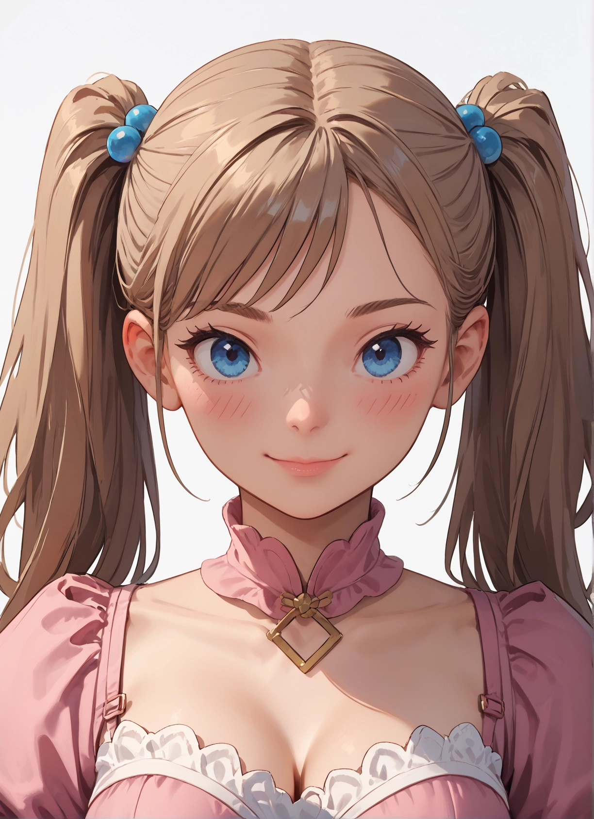 1girl, solo, breasts, blue eyes, twintails, smile · Yamete.gg