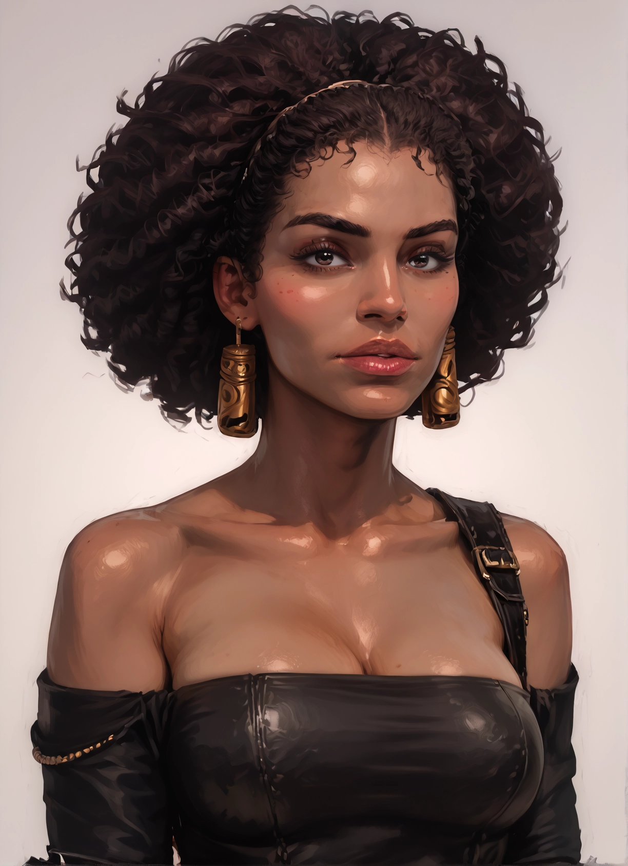 1girl, solo, breasts, earrings, jewelry, cleavage · Yamete.gg