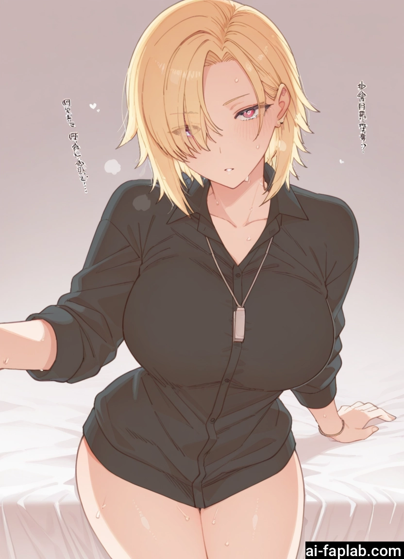 1girl, blonde hair, breasts, large breasts, solo, shirt