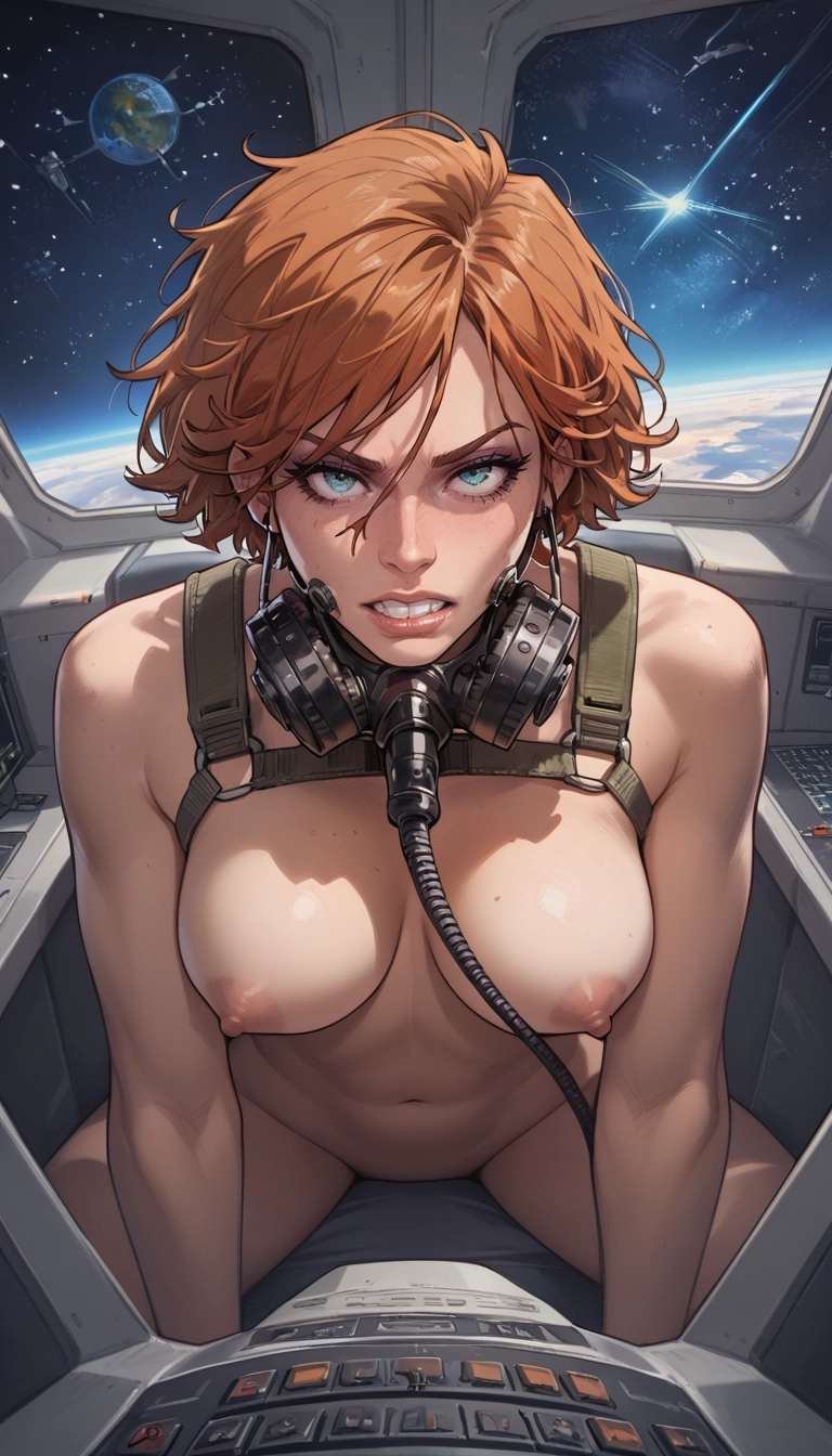 1girl, solo, breasts, space, short hair, looking at viewer · Yamete.gg