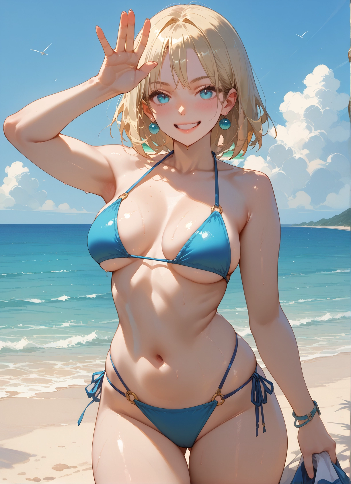 1girl, swimsuit, bikini, breasts, solo, jewelry · Yamete.gg