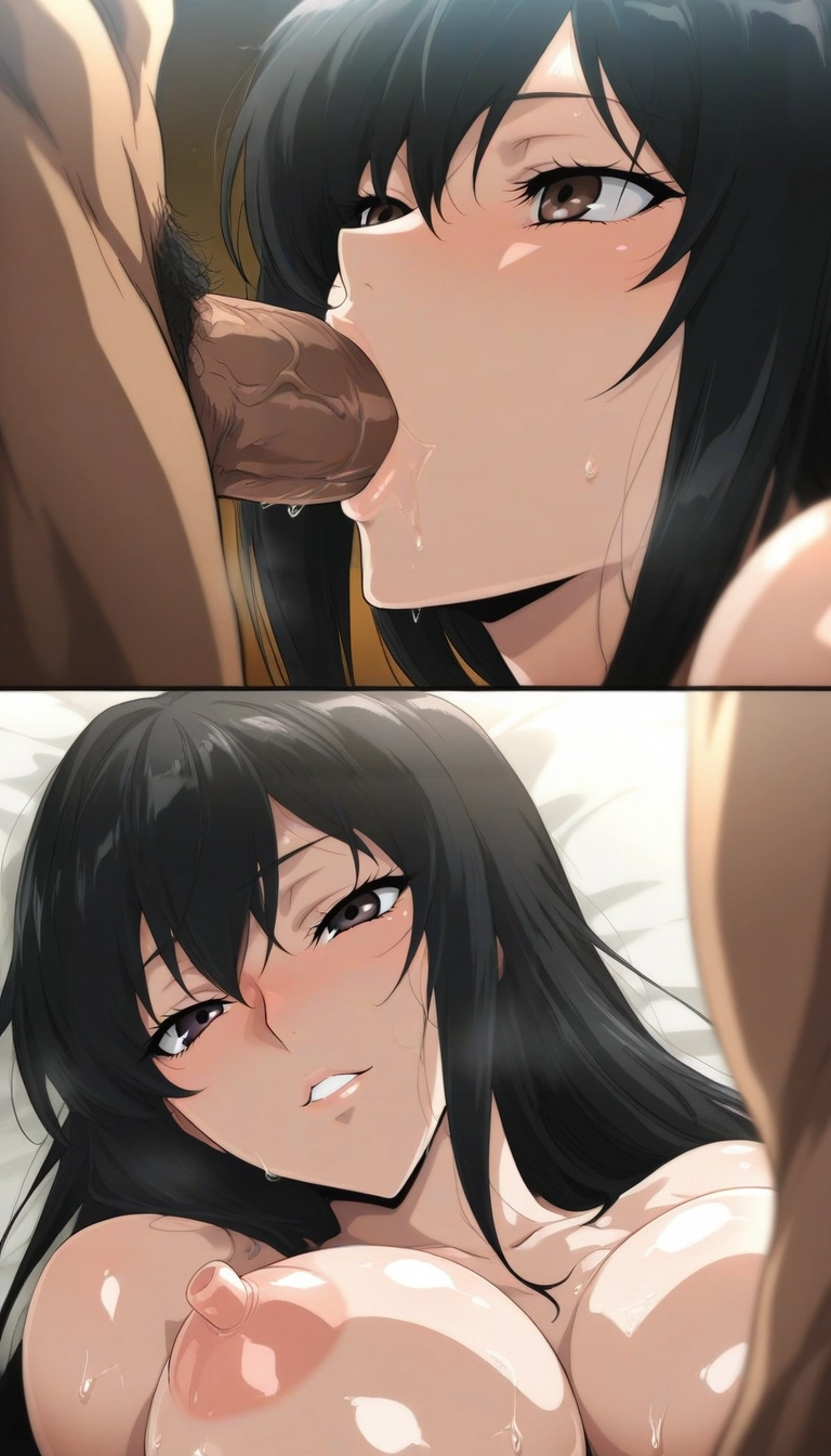 1girl, hetero, 1boy, black hair, penis, breasts · Yamete.gg