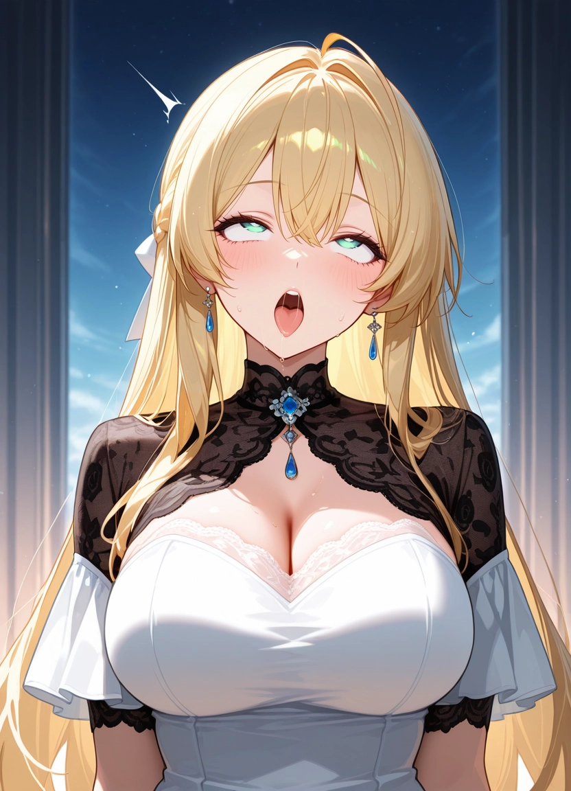 1girl, breasts, jewelry, large breasts, blonde hair, solo · Yamete.gg