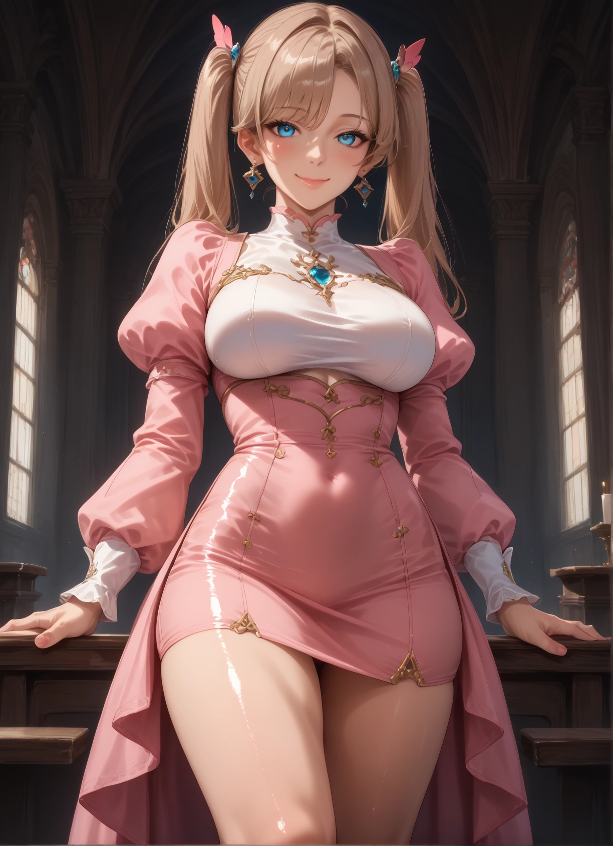 1girl, breasts, twintails, blue eyes, smile, jewelry · Yamete.gg