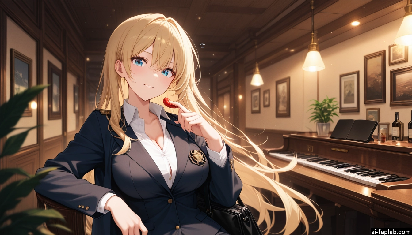 1girl, breasts, long hair, blonde hair, blue eyes, cleavage