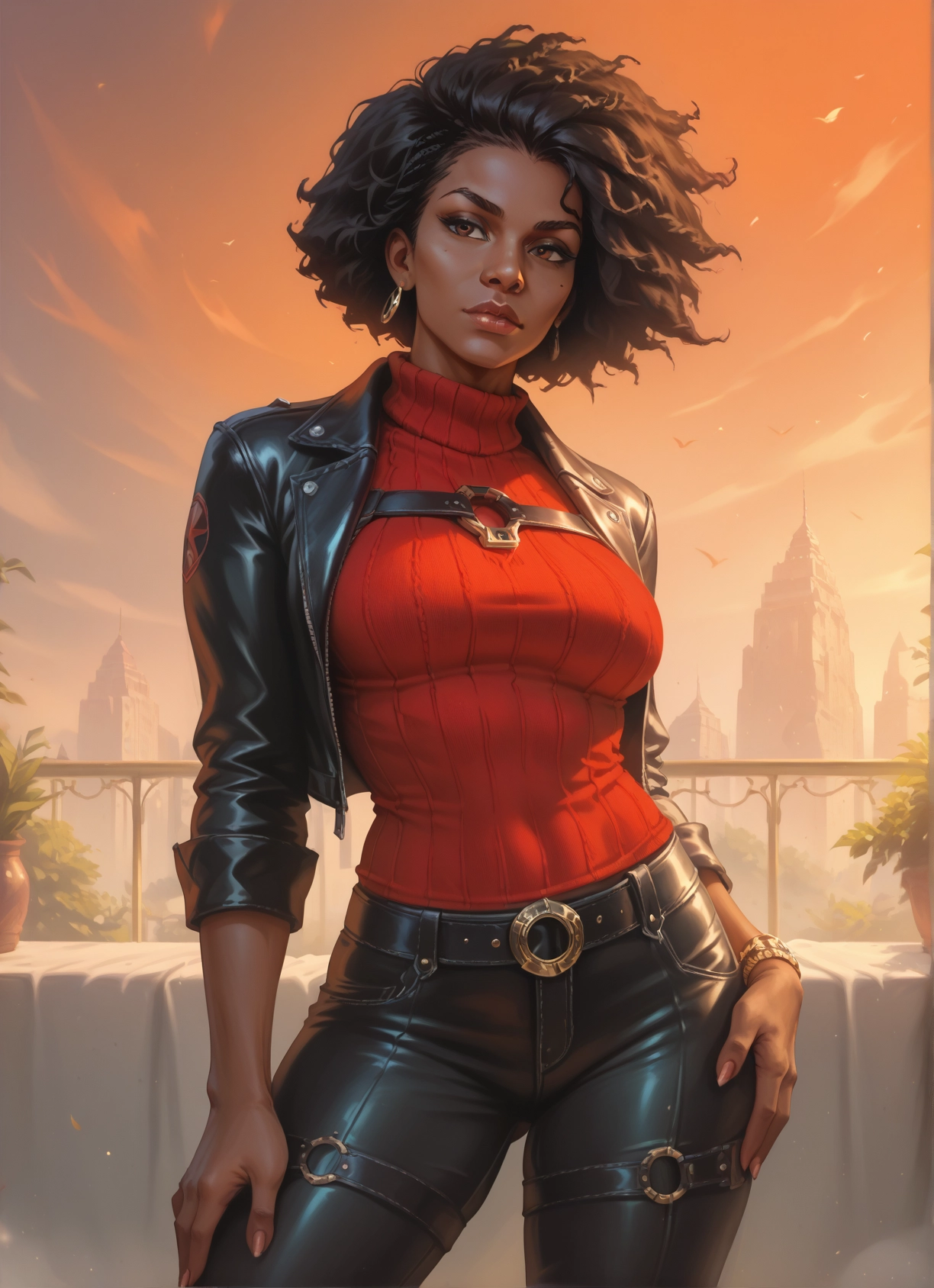 1girl, solo, jewelry, earrings, jacket, pants · Yamete.gg