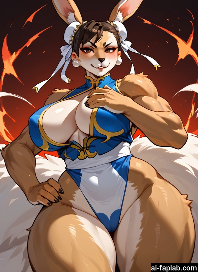 furry, 1girl, breasts, animal ears, furry female, double bun · Yamete.gg