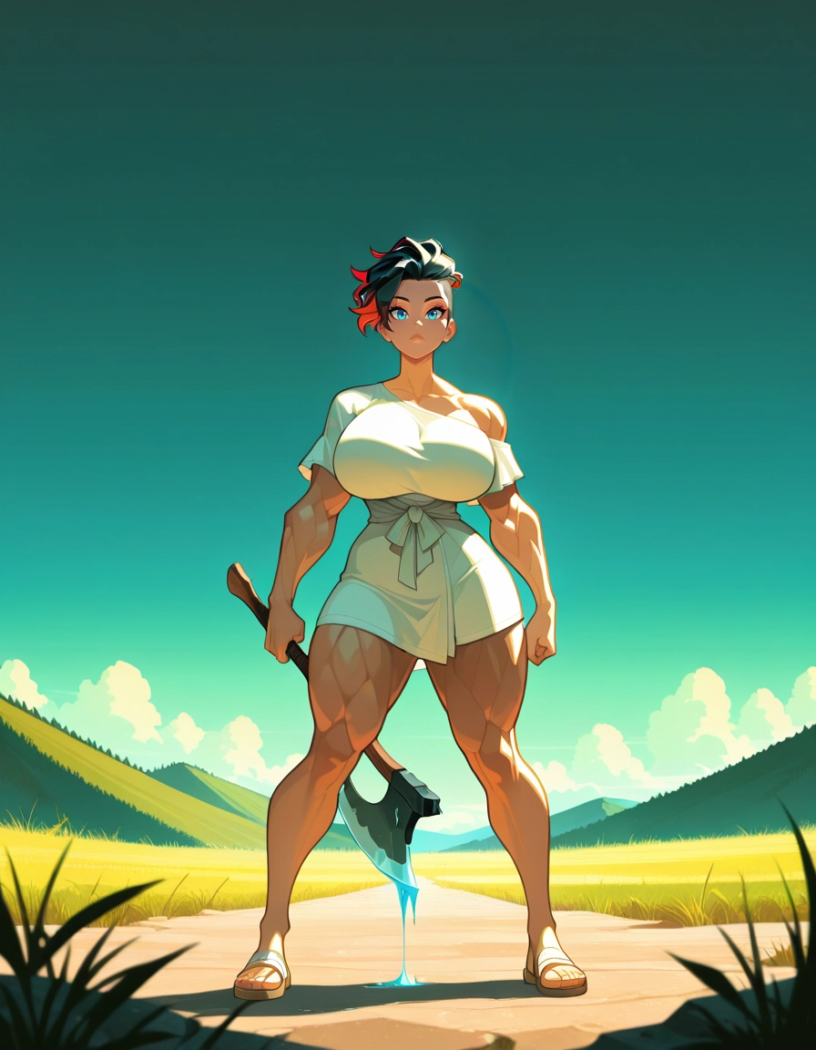 1girl, muscular female, breasts, thick thighs, solo, thighs · Yamete.gg