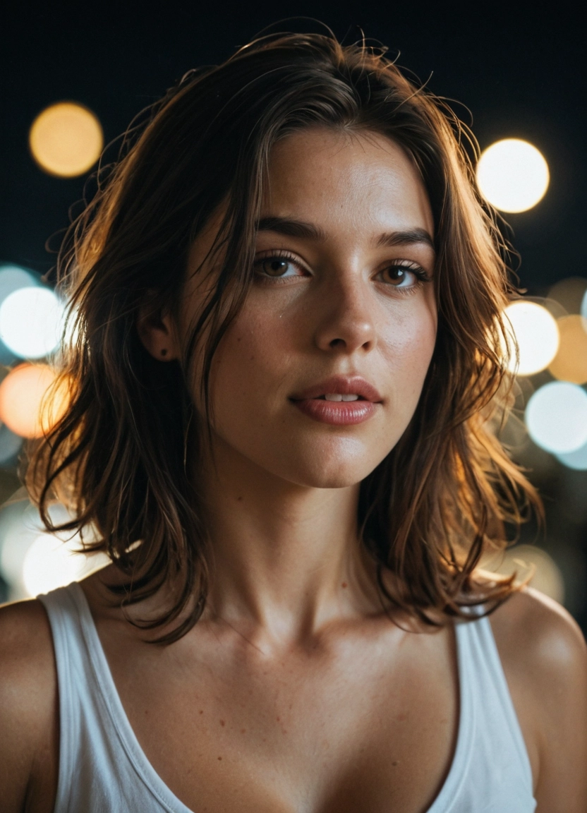 1girl, solo, photo (medium), brown eyes, tank top, realistic · Yamete.gg