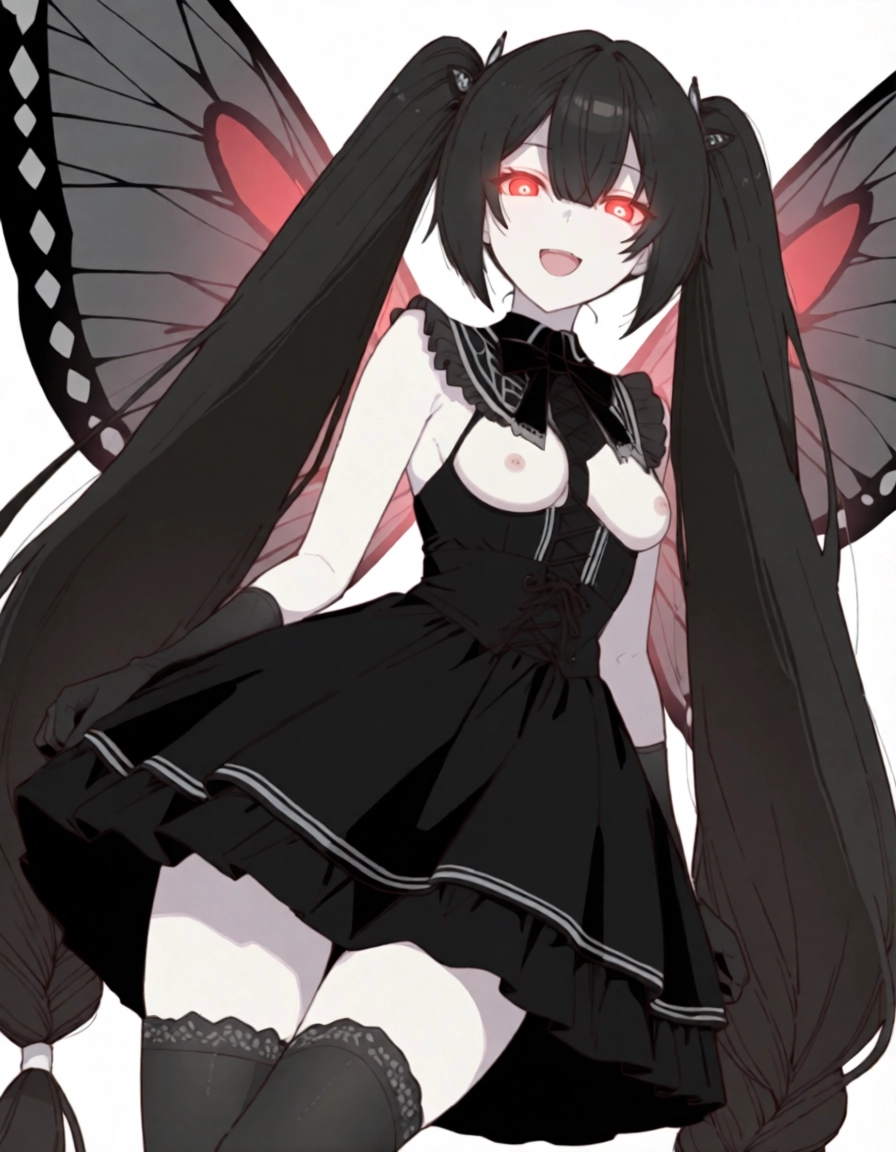 1girl, solo, red eyes, thighhighs, long hair, breasts · Yamete.gg